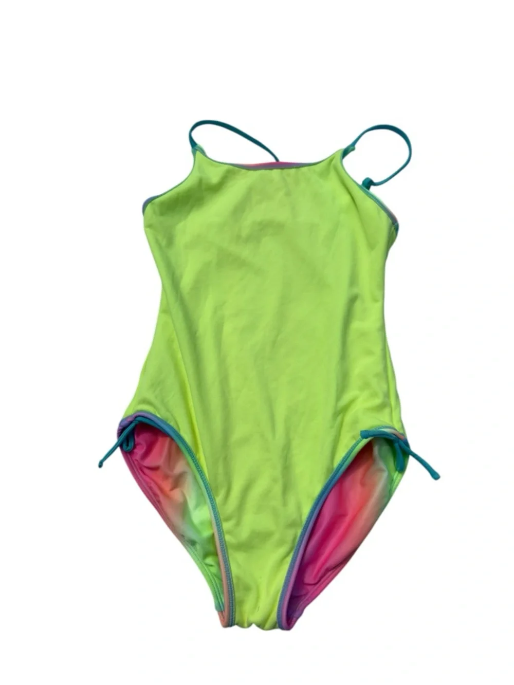 Girls Cat & Jack Rainbow Ombre One Piece Swimsuit XL 14/16 Adjustable‎ Straps